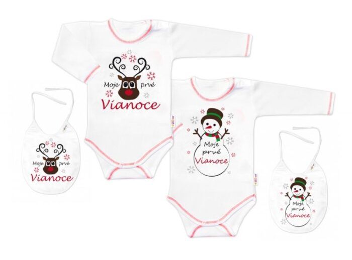 Baby Nellys Body dlhý rukáv Moje prvé Vianoce, Snehuliak, biele - Image 2