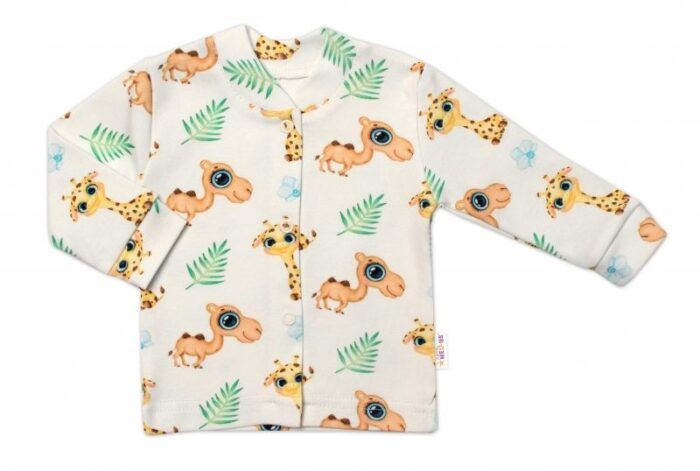 Baby Nellys 2-dielna sada bavlnené dupačky s košieľkou, Camels baby - krémová - Image 3