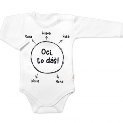 Body dlhý rukáv s vtipným textom Baby Nellys, Oci, to dáš! - biele