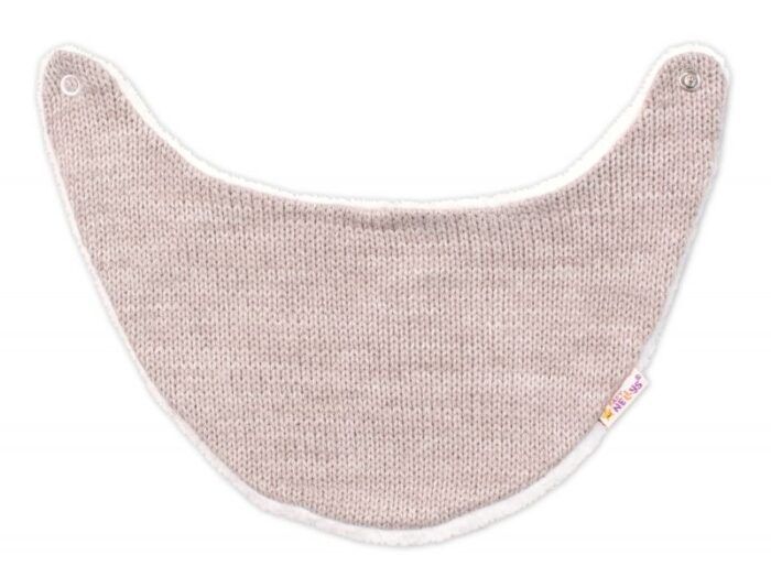 Baby Nellys Pletená zimná čiapka s kožúškom a šatkou Star, béžová - Image 4