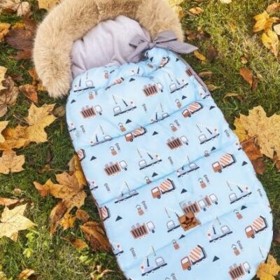 Baby Nellys Detský fusak maxi PREMIUM Stroje, modrý - 110 x 50 cm