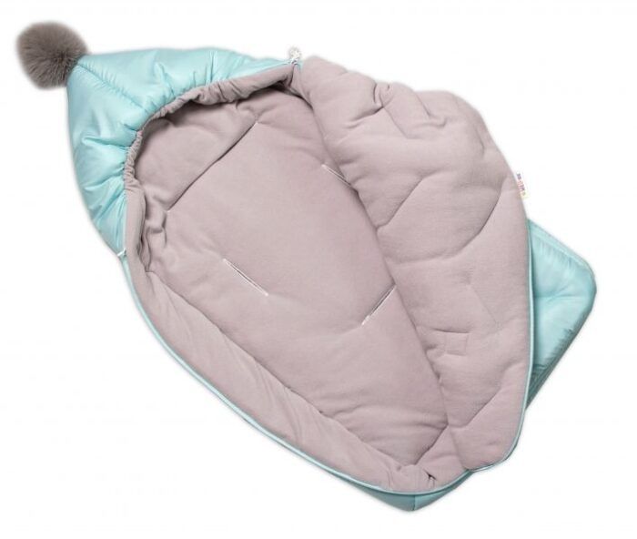 Detský fusak Baby Nellys s kapucňou a kožušinovým brmbolcom, modrý - Image 2