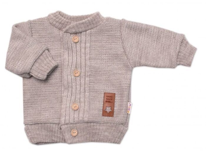 5-dielna pletená sada Baby Nellys - Boy, body, nohavice, sveter, čiapočka, motýlik - béžov - Image 2