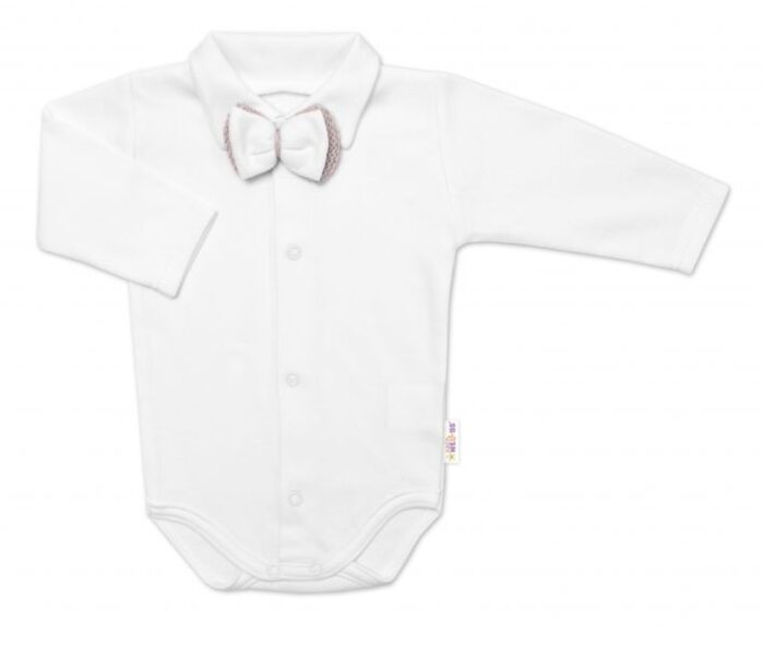 5-dielna pletená sada Baby Nellys - Boy, body, nohavice, sveter, čiapočka, motýlik - béžov - Image 5