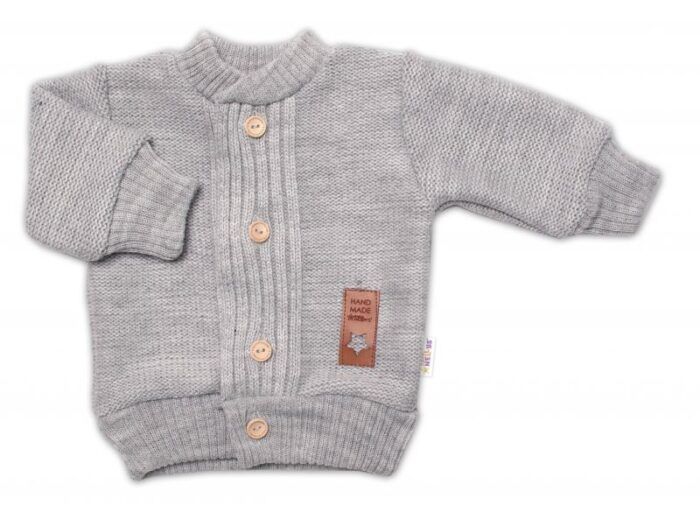 5-dielna pletená sada Baby Nellys, Boy, body, nohavice, sveter, čiapka, motýlik - šedá - Image 3