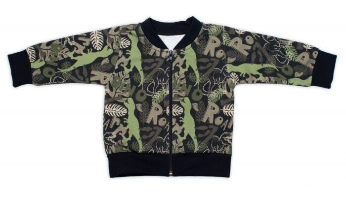 Štýlová bavlnená tepláková súprava G-baby, Dino - khaki/čierna - Image 3