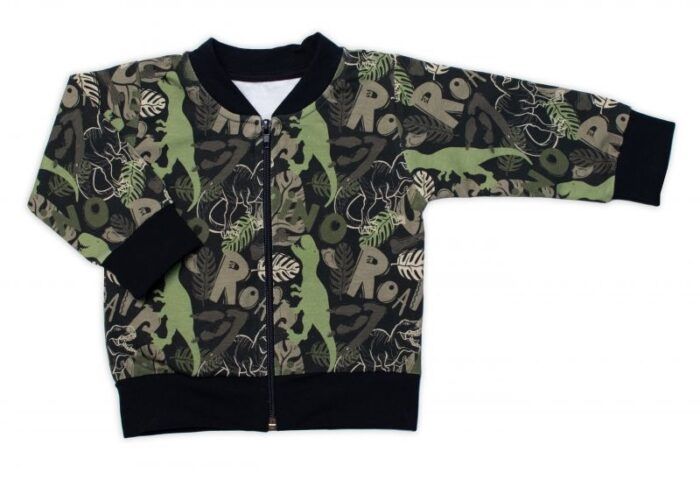 Štýlová bavlnená tepláková súprava G-baby, Dino - khaki/čierna - Image 4
