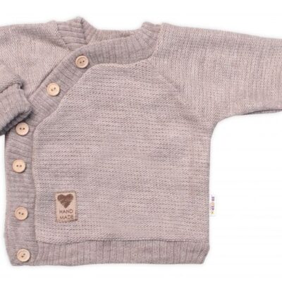 Detský pletený svetrík s gombíkmi, zap. bokom, Handmade Baby Nellys, béžový