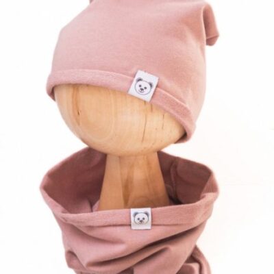 Čiapka s nákrčníkom bavlna, Little Bear, Baby Nellys, púdrová, veľ. 98/134