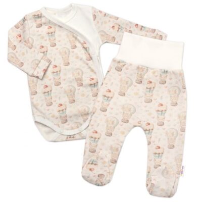2-dielna sada body zap. bokom + polodupačky, Baby Nellys, Sweet Candy - krémová, veľ. 62