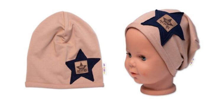 Detská čiapka bavlna, Baby Star, Baby Nellys, cappuccino - Image 2