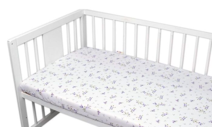 Bavlnené prestieradlo, Levanduľa, Baby Nellys, biela/fialová - Image 2
