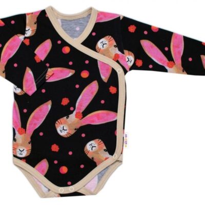 Zavinovacie dojčenské body Bavlna, Zajačik Baby Nellys, granát