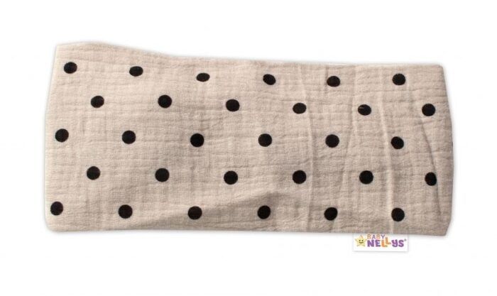 Letná čelenka, bandana, mušelín, Bodka, Baby Nellys - cappuccino - Image 3