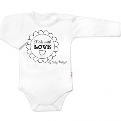 Body dlhý rukáv Baby Nellys, Made with love, biele