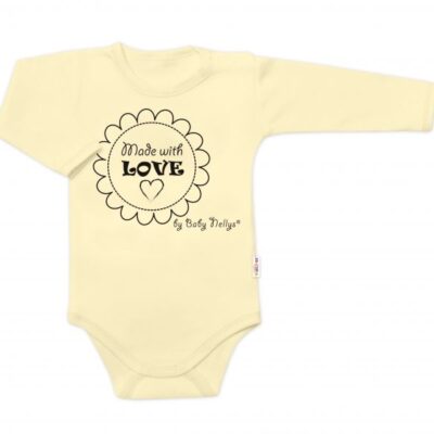 Body dlhý rukáv Baby Nellys, Made with love, žlté