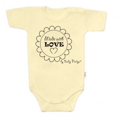 Body krátky rukáv Baby Nellys, Made with love, žltá