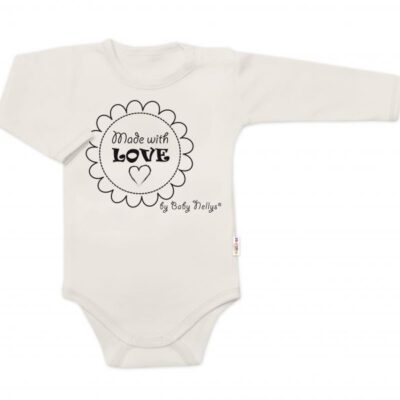 Body dlhý rukáv Baby Nellys, Made with love, bezova, veľ. 62