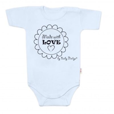 Body krátky rukáv Baby Nellys, Made with love, svetlo modré, veľ. 62