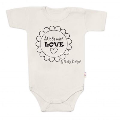 Body krátky rukáv Baby Nellys, Made with love, béžové, veľ. 62