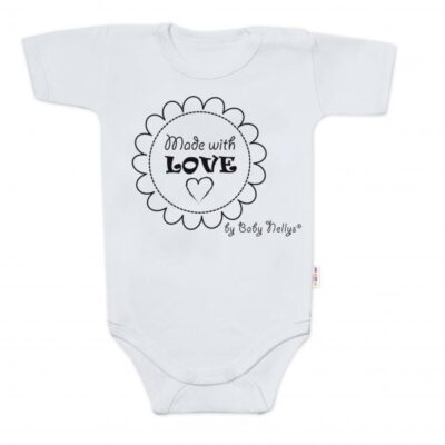 Body krátky rukáv Baby Nellys, Made with love, sivé, veľ. 62
