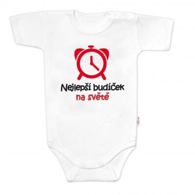 Body krátky rukáv Nejlepší budíček na světě, Baby Nellys, biele