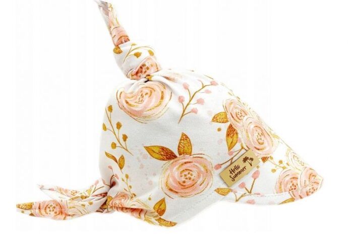 Detská bavlnená šatka so šiltom na zaväzovanie, Premium Baby Nellys, ruža