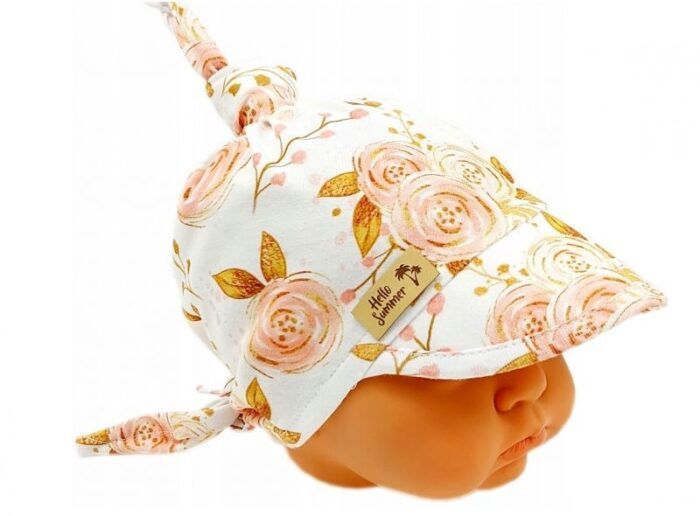 Detská bavlnená šatka so šiltom na zaväzovanie, Premium Baby Nellys, ruža - Image 3