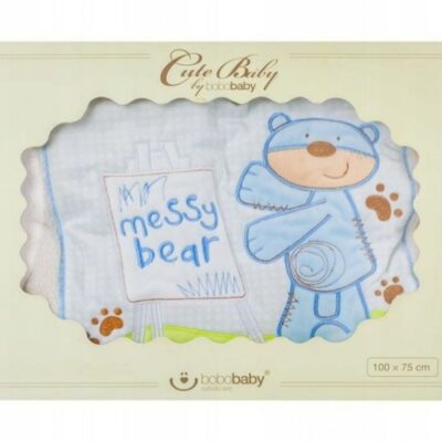 Detská deka dvojvrstvová Bear, BoboBaby, krémová/modrá