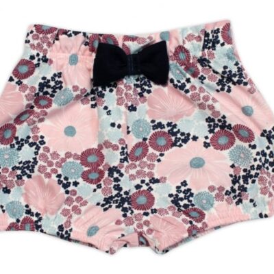 Kraťasky s mašličkou Baby Nellys, Blooming Flowers, bavlna, ružové, veľ. 98