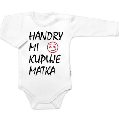 Body dlhý rukáv Handry mi kupuje matka, Baby Nellys, biele, veľ. 74