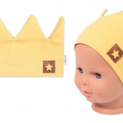 Dvojvrstvová čelenka, Baby Nellys Hand Made, bavlna, Korunka STAR - horčicová, 104/116