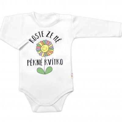 Body dlhý rukáv Roste ze mě pěkné kvítko, Baby Nellys, biele, veľ. 86