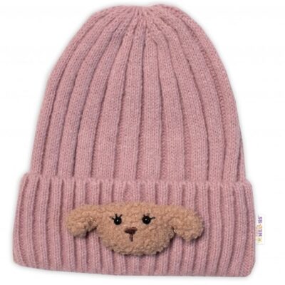 Detská zimná čiapka Bear, Baby Nellys - púdrovo ružová, veľ. 48-54 cm