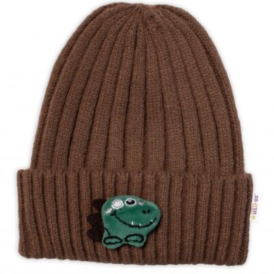 Detská zimná čiapka Dino, Baby Nellys - hnedá, veľ. 48-54 cm