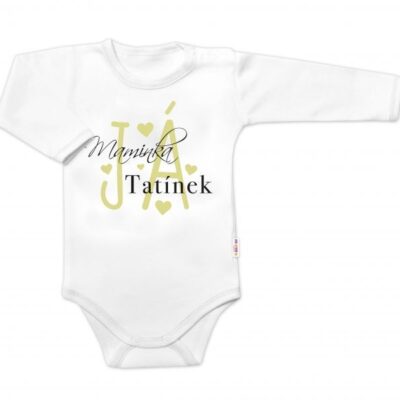 Body dlhý rukáv, Maminka, Tatínek JÁ, Baby Nellys, biele, veľ. 62