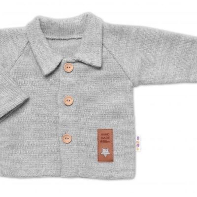 Pletený svetrík s gombíkmi Boy, Baby Nellys, sivý, veľ. 62