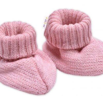 Pletené topánočky / capáčky STAR Hand Made Baby Nellys, púdrovo ružová