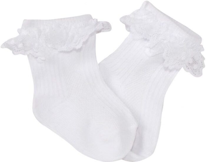 Bavlnené ponožky s čipkovým volánikom Baby Nellys, biele - Image 2