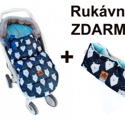 Detský fusak maxi PREMIUM Winter bear, granátový, 110x50cm + rukávník zadarmo