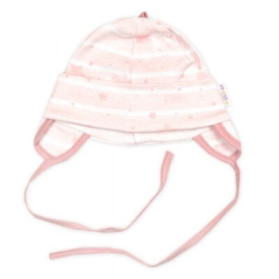 Čiapočka na zaväzovanie, bavlna, Baby Stars, pastel rose