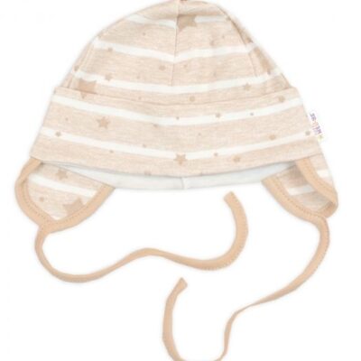 Čiapočka na zaväzovanie, bavlna, Baby Stars, pastel beige