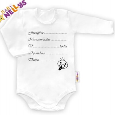 Body dl. rukáv vel. 80, Baby Nellys ® - biele - Narodil som sa ...