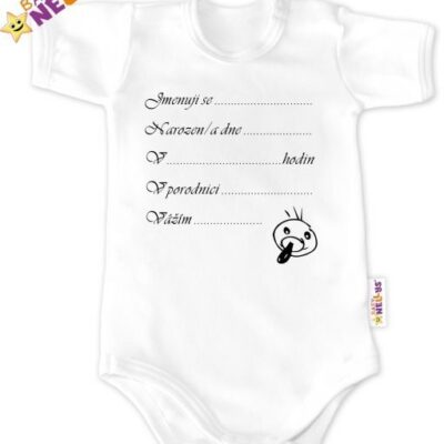 Baby Nellys Body Kr. rukáv vel. 68, biele - Narodil / a som sa ...