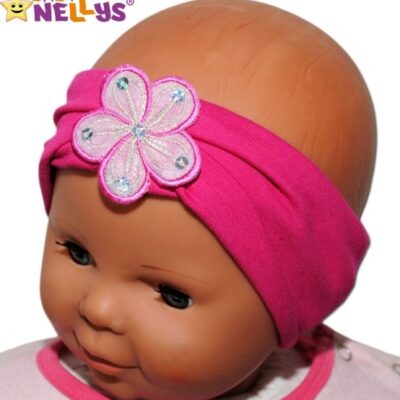 Čelenka Baby Nellys ® s kvetinkou - malinová, 80/92