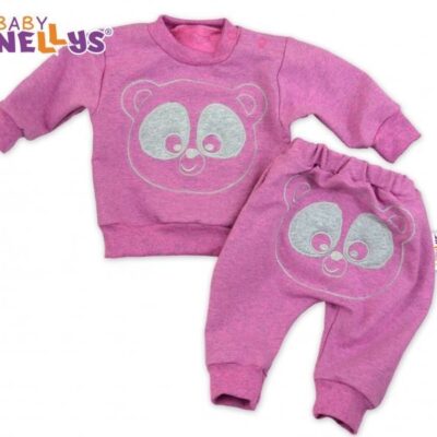 Tepláková súprava Baby Nellys - 
MEDVEDÍK - růžový melír, veľ. 68
