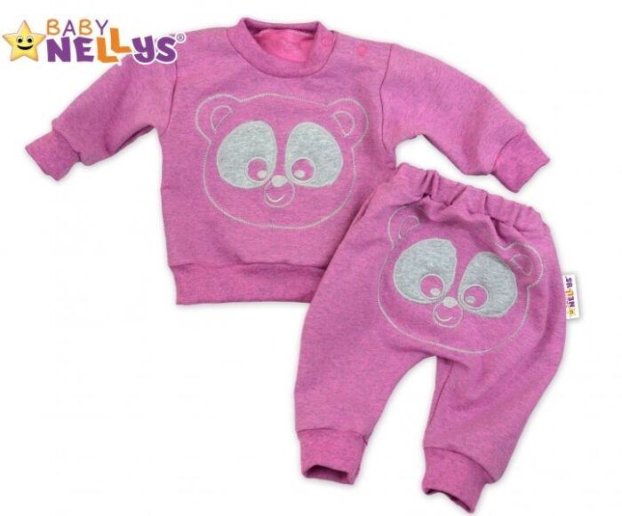Tepláková súprava Baby Nellys - 
MEDVEDÍK - růžový melír, veľ. 68