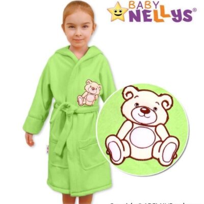 Baby Nellys Detský župan - Medvedík Teddy - zelený
