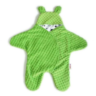 Baby Nellys Fusak, spacáček do autosedačky alebo kočíka s uškami, Minky - sv. zelený