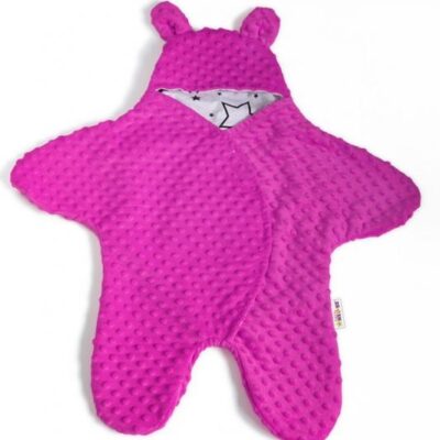 Baby Nellys Fusak, spacáček do autosedačky alebo kočíka s uškami, Minky - syto růžová
